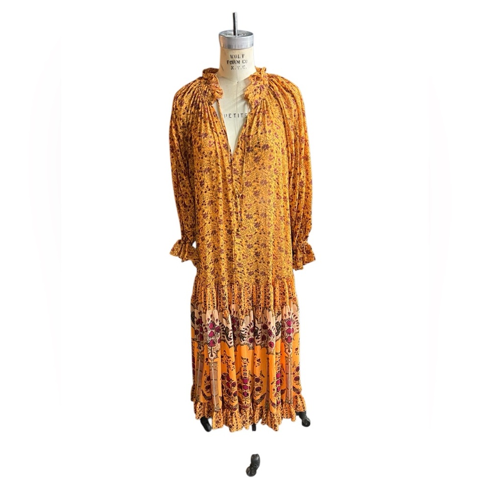 Free People S yellow Feeling Groovy Border Print Maxi dress - Picture 2 of 6